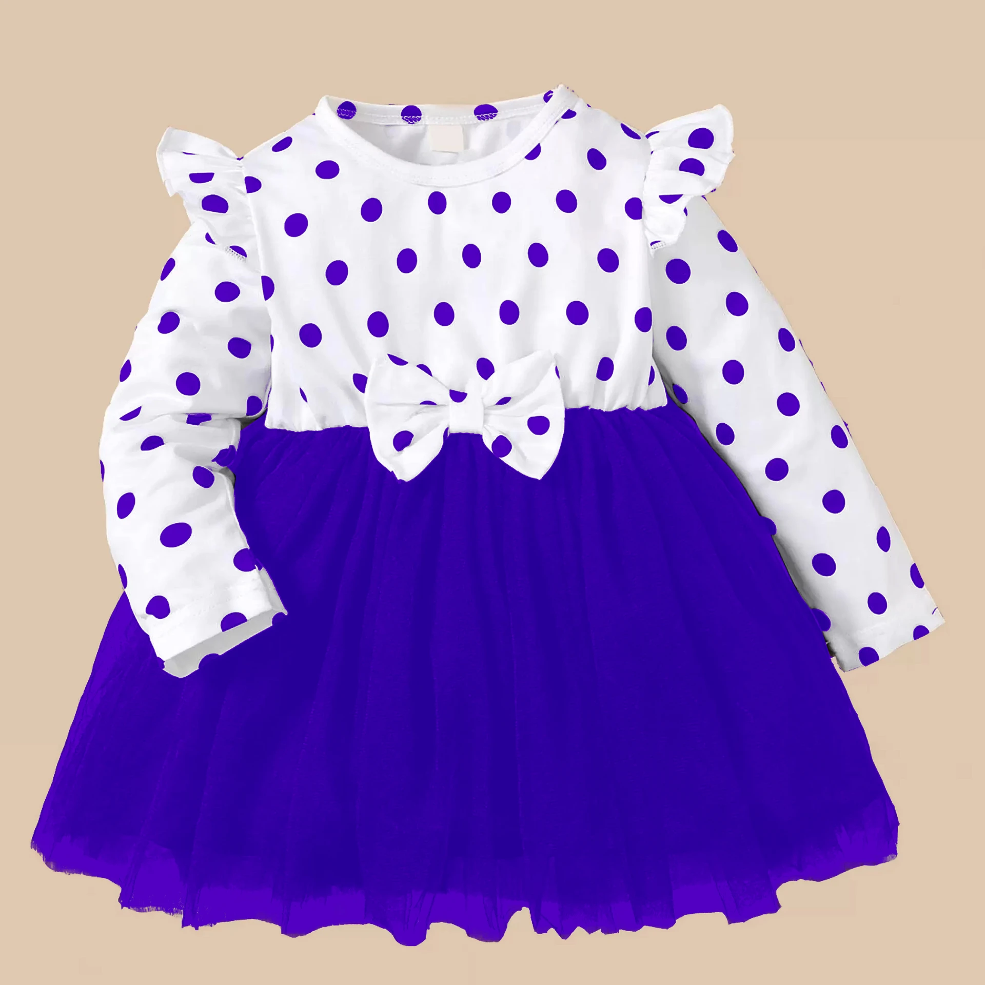 Baby Girls Midi/Knee Length Casual Dress Baby Girl Dress Toddler Dress Long Sleeve Infant Casual Dress Ruffle Print Clothes Baby Girls Clothing image 4