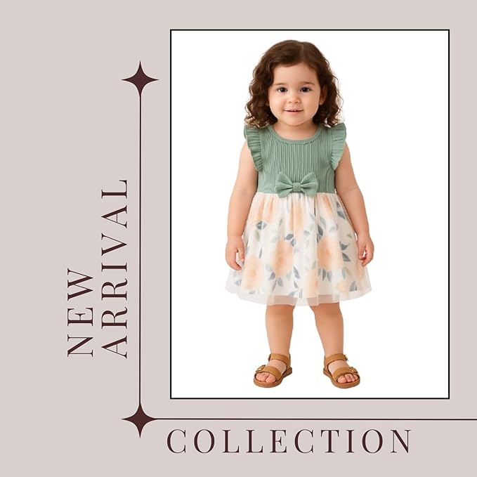  Embroidery Toddler New Baby Little Princess Girls Pink Fly Ruffle Sleeveless Strap Printed Bowknot Summer Party Outfit Knee Lenght Net Casual Frock Clothes Set image 5