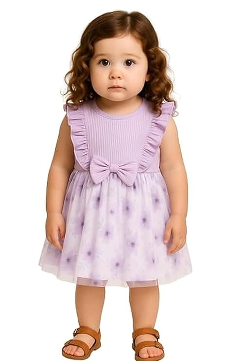  Embroidery Toddler New Baby Little Princess Girls Pink Fly Ruffle Sleeveless Strap Printed Bowknot Summer Party Outfit Knee Lenght Net Casual Frock Clothes Set