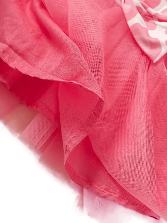 Baby Girls Pink Sleeveless Printed Knee Lenght Net Frock Clothes Set image 4