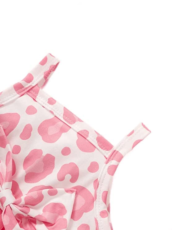 Baby Girls Pink Sleeveless Printed Knee Lenght Net Frock Clothes Set image 3