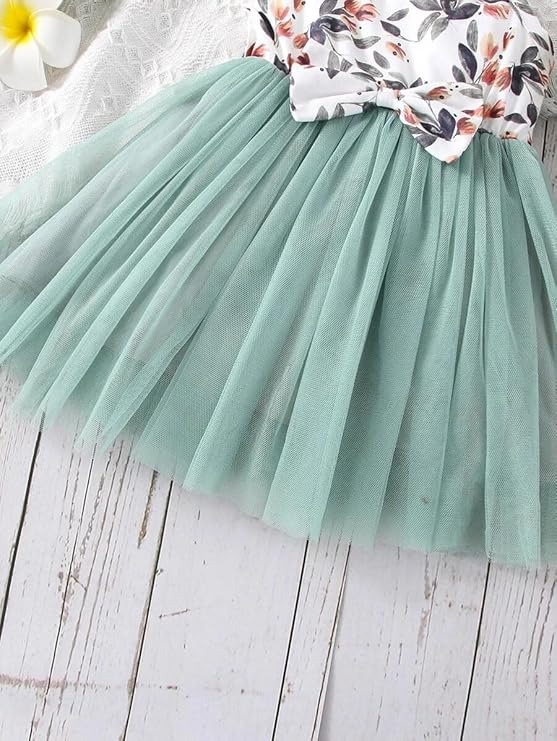 Baby Girls Pink Sleeveless Printed Knee Lenght Net Frock Clothes Set image 3