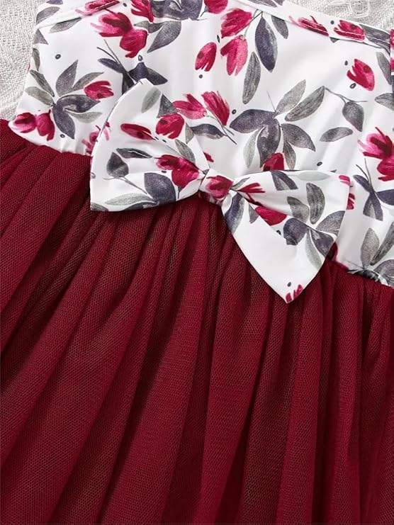 Baby Girls Pink Sleeveless Printed Knee Lenght Net Frock Clothes Set image 3