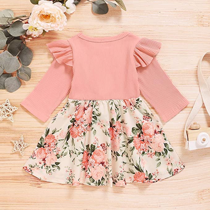 Baby Girl Dress Toddler Dress Long Sleeve Infant Casual Dress Ruffle Print Clothes Baby Girls Clothing image 3