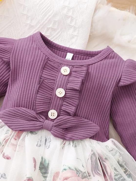 Baby Girl Dress Toddler Dress Long Sleeve Infant Casual Dress Ruffle Print Clothes Baby Girls Clothing image 3