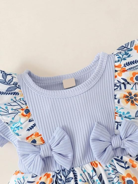 Floral Printed Model Baby Girl Dress Summer Clothes Ruffle Sleeve Toddler Dress Long Sleeve Infant Casual Ruffle Print Girls Clothing Dress Baby Frock for Kids Dress image 3