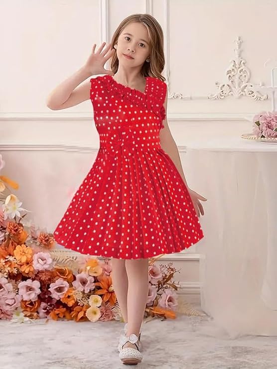 Girls Knee Length Printed Dress | Frock for Girls| Knee Length Frock Dress |Shorts Sleeve Fancy Dress| Festive/Wedding Dress| Birthday Fancy Dress | Girls Frock Dress|