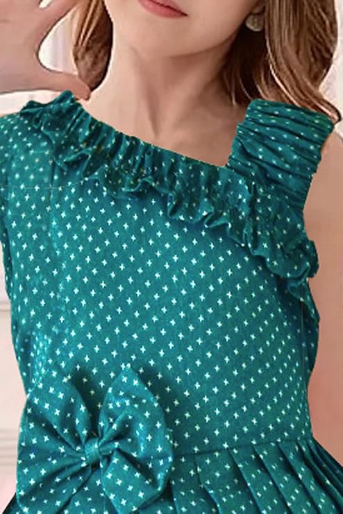 Girls Knee Length Printed Dress | Frock for Girls| Knee Length Frock Dress |Shorts Sleeve Fancy Dress| Festive/Wedding Dress| Birthday Fancy Dress | Girls Frock Dress| image 3